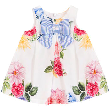 Younger Girls White Floral Dress Set