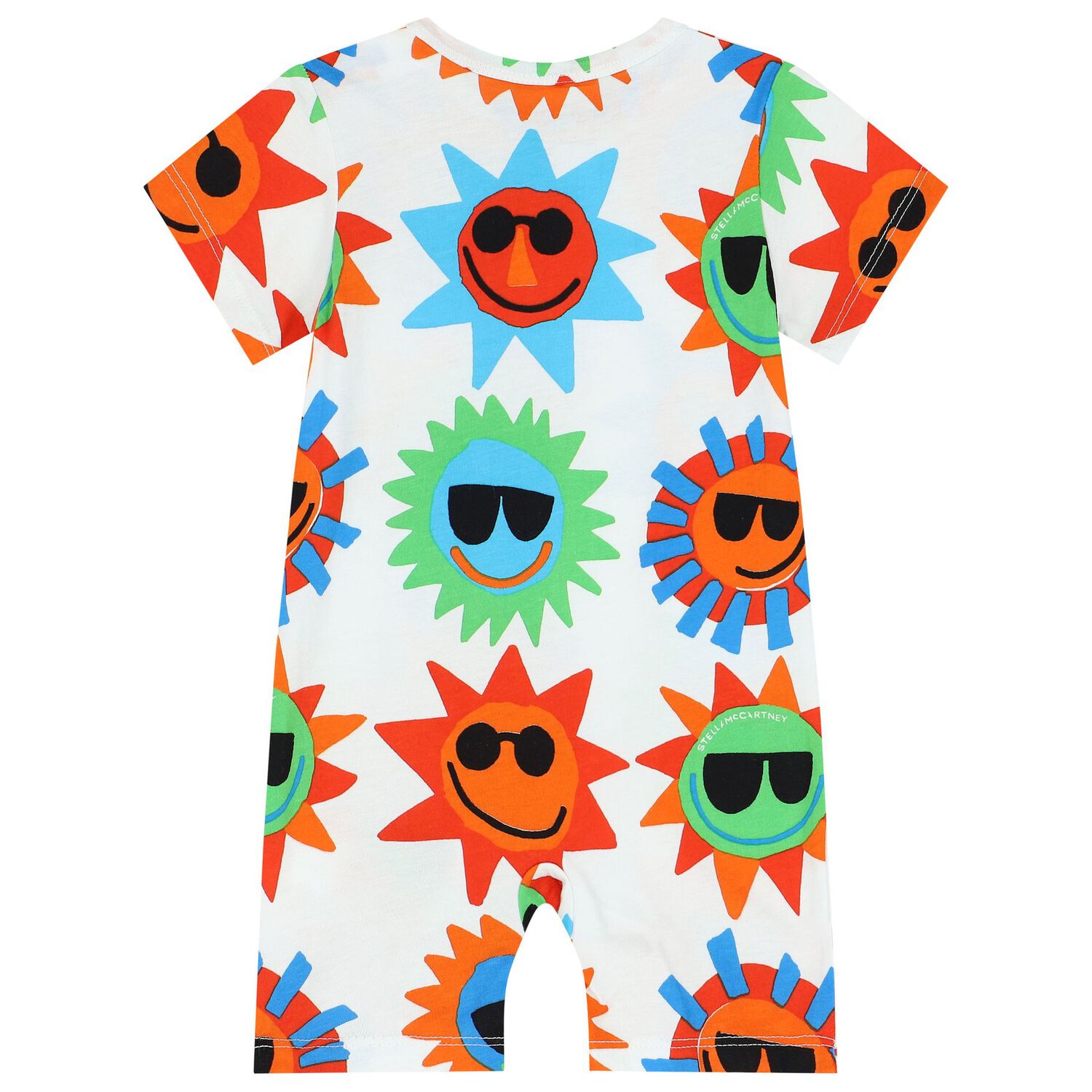 Baby Boys White Sun Romper, 1, hi-res