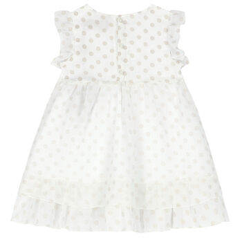 Younger Girls White Logo Chiffon Dress