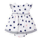 Baby Girls White & Blue Polka Dot Dress Set, 1, hi-res