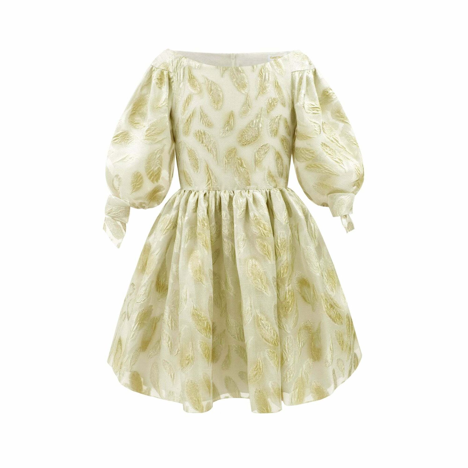 Girls Ivory & Gold Special Occasion Dress, 1, hi-res