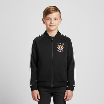 Black Tiger Logo Zip Up Top