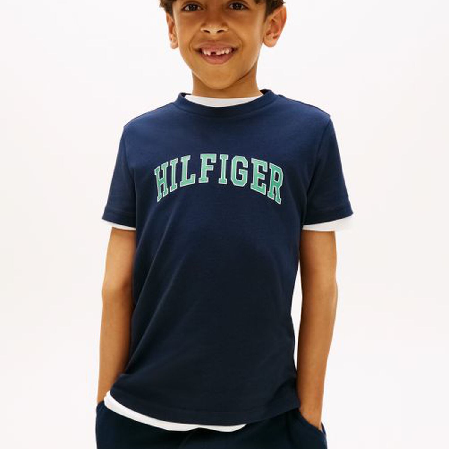 Boys Navy Blue Varsity Logo T-Shirt, 1, hi-res
