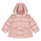 Younger Girls Pink Hooded Puffer Coat , 1, hi-res