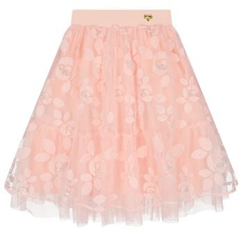 تنوره بنات من التول باللون الوردى 