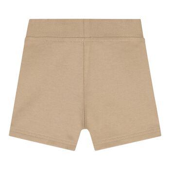 Beige Check Logo Baby Shorts