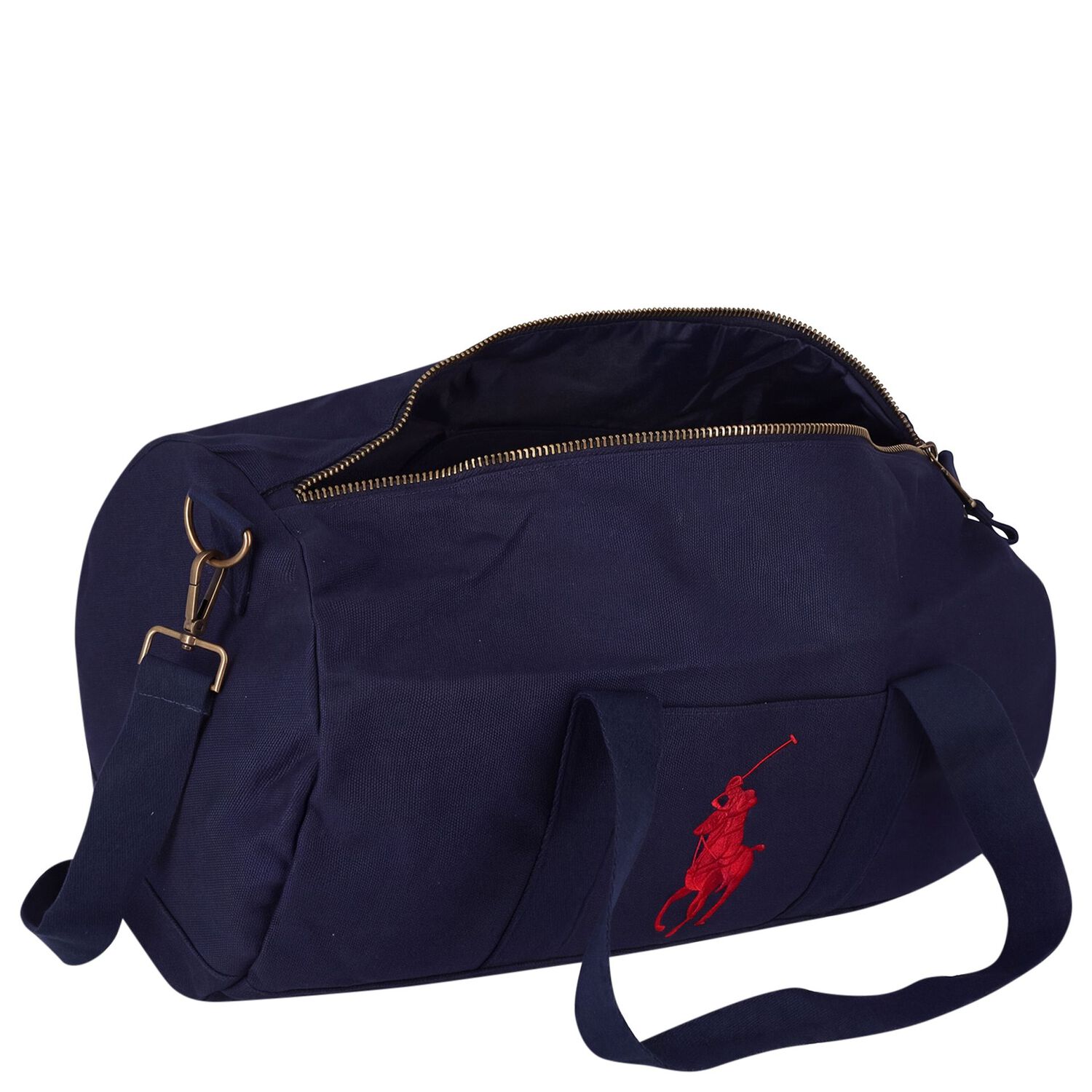 Boys Navy Blue Canvas Pony Logo Sports Bag ( 49cm ) , 1, hi-res