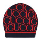 Navy Blue & Red Logo Jacquard Hat, 1, hi-res