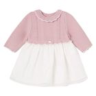 Baby Girls Pink Knit & Organza Dress, 2, hi-res