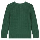 Boys Green Logo Cable Knit Sweatshirt, 2, hi-res