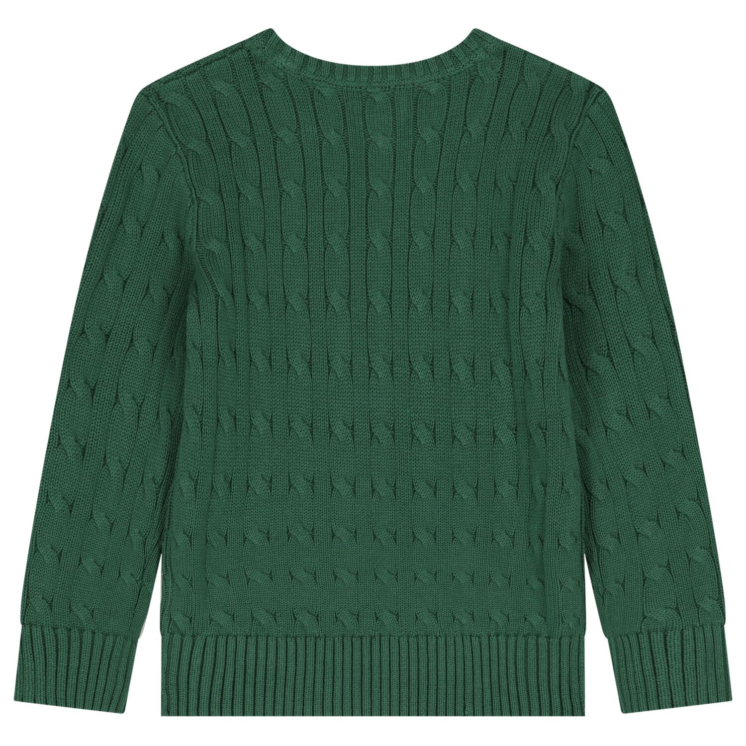 Boys Green Logo Cable Knit Sweatshirt, 2, hi-res