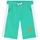 شورت اولاد بالشعار باللون الأخضر والأبيض, 2, hi-res