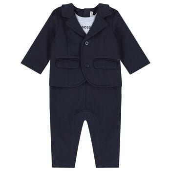 Baby Boys Navy Blue Romper Suit