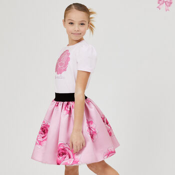 Girls Pink Roses Skirt