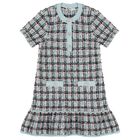 Girls Blue & Black Knitted Tweed Dress, 1, hi-res