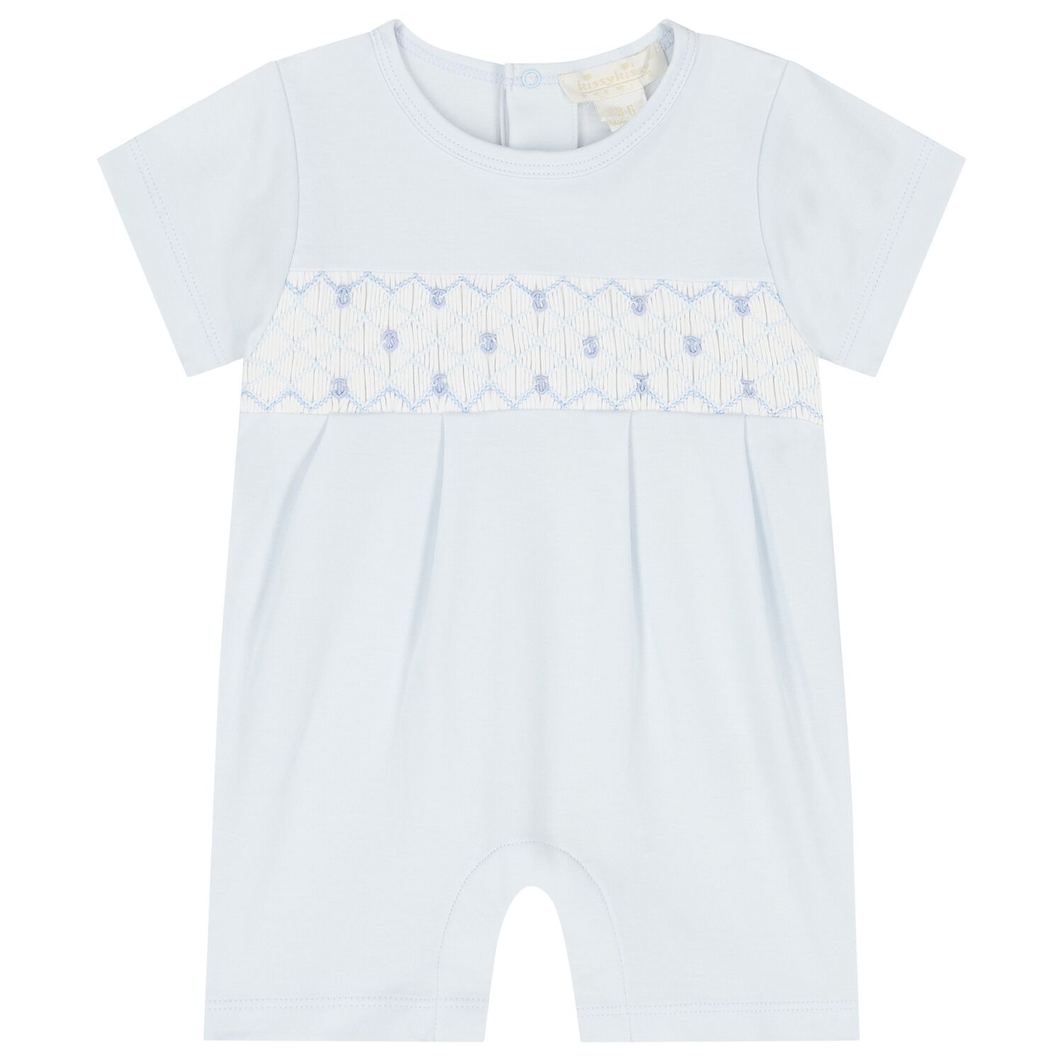 Baby Boys Blue Hand Smocked Romper, 1, hi-res