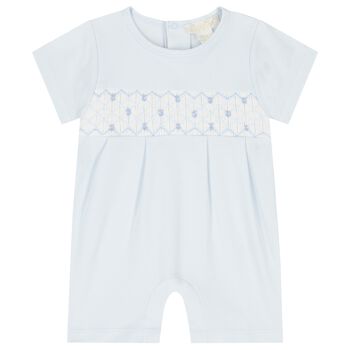 Baby Boys Blue Hand Smocked Romper