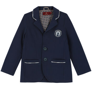 Boys Navy Logo Blazer