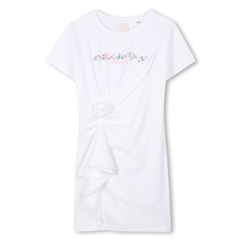 Girls White Logo Floral Dress