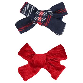 Girls Red and Navy Blue Bow Hairclips ( 2 Pack )