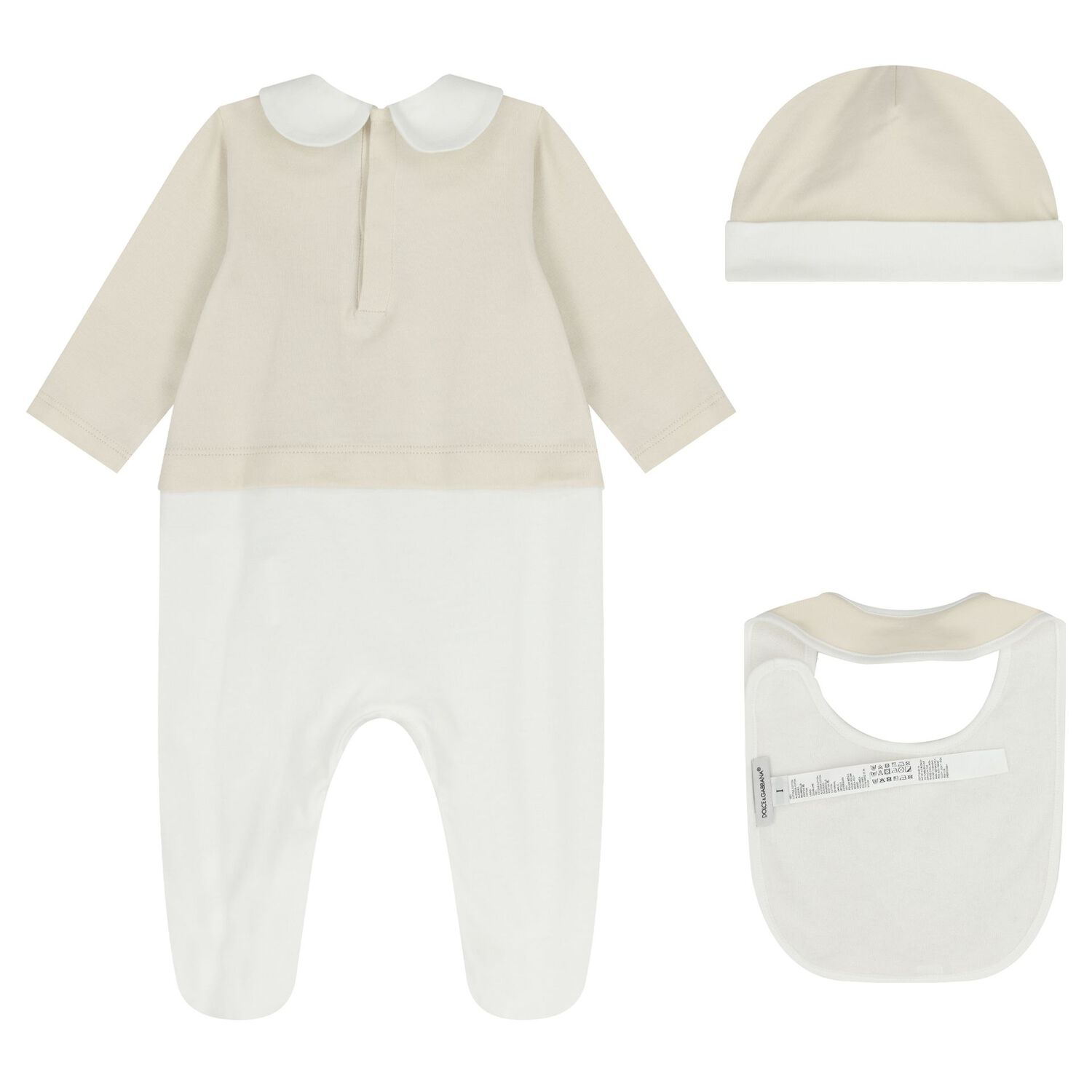 White & Beige Logo Babygrow Gift Set, 1, hi-res