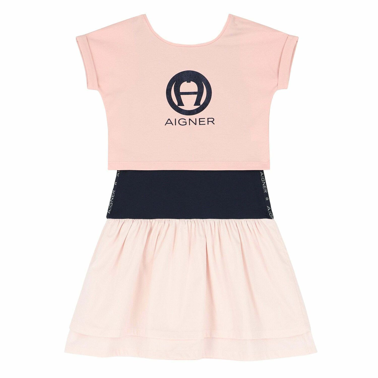 Girls Pink & Navy 2 Piece Dress Set, 2, hi-res image number null