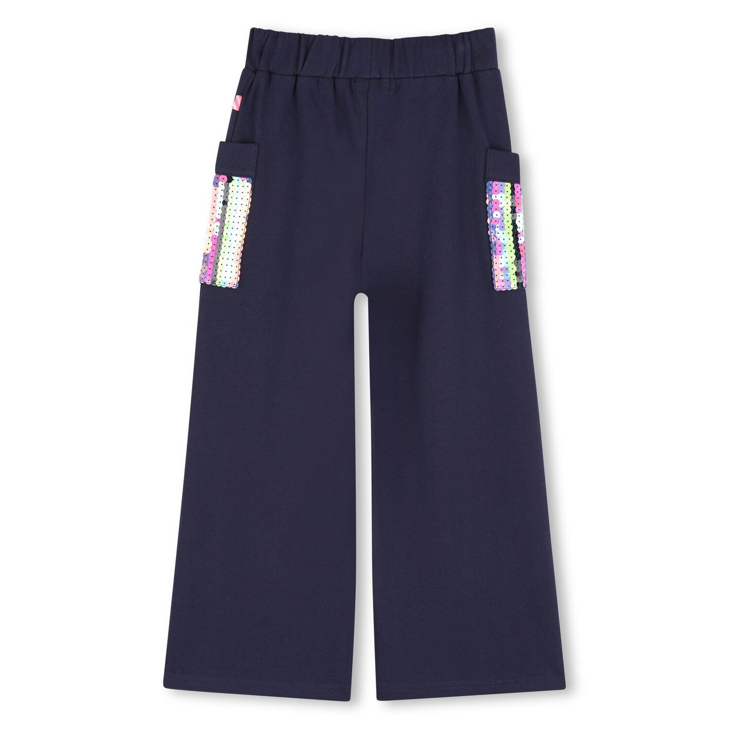 Girls Navy Blue Sequin Pocket Trousers, 1, hi-res