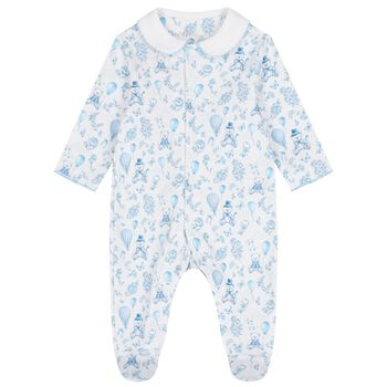 My Little Pie Baby Boys White & Blue Toile Babygrow, 2 Baby Boys White & Blue Toile Babygrow