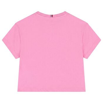 Girls Pink Rhinestone Logo T-Shirt 