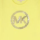 Girls Yellow Embellished Logo T-Shirt, 3, hi-res