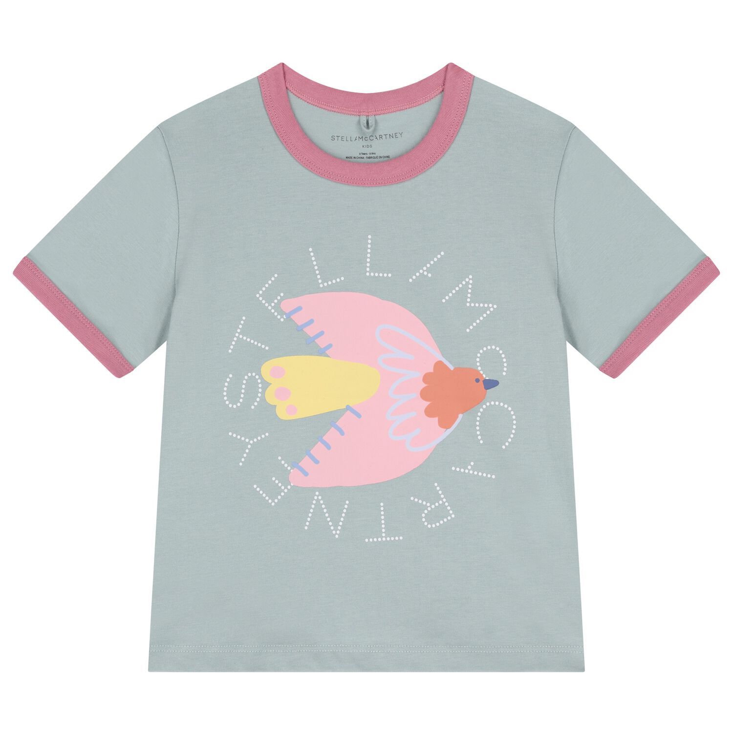 تي شيرت بناتي بشعار الطائر الأخضر, 1, hi-res