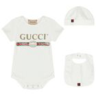 White Logo Baby Gift Set, 1, hi-res