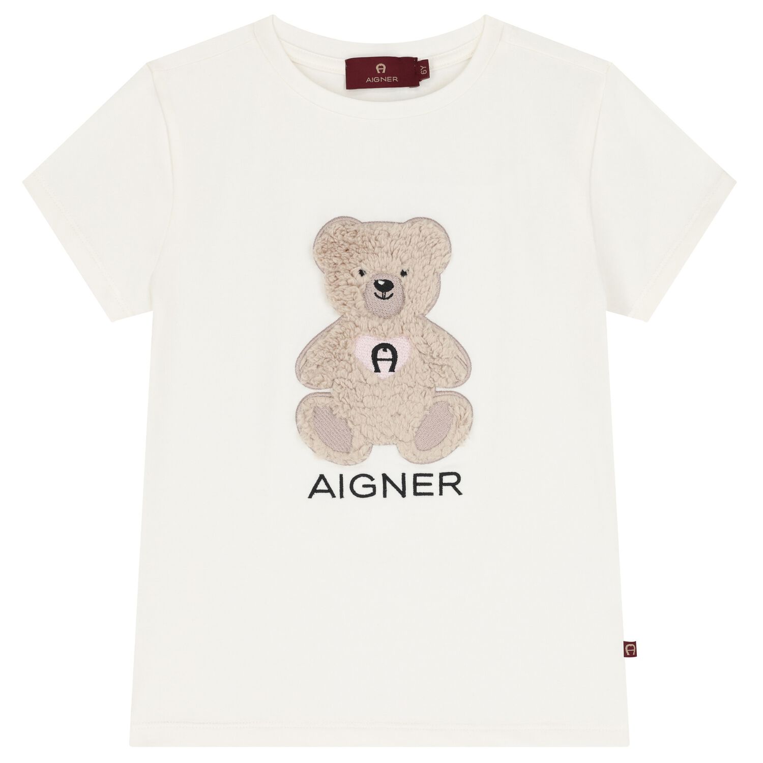 Girls Ivory Teddy Bear Logo T-Shirt, 1, hi-res