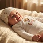 Baby Girls White Polo Bear Babysuit & Hat Gift Set, 1, hi-res