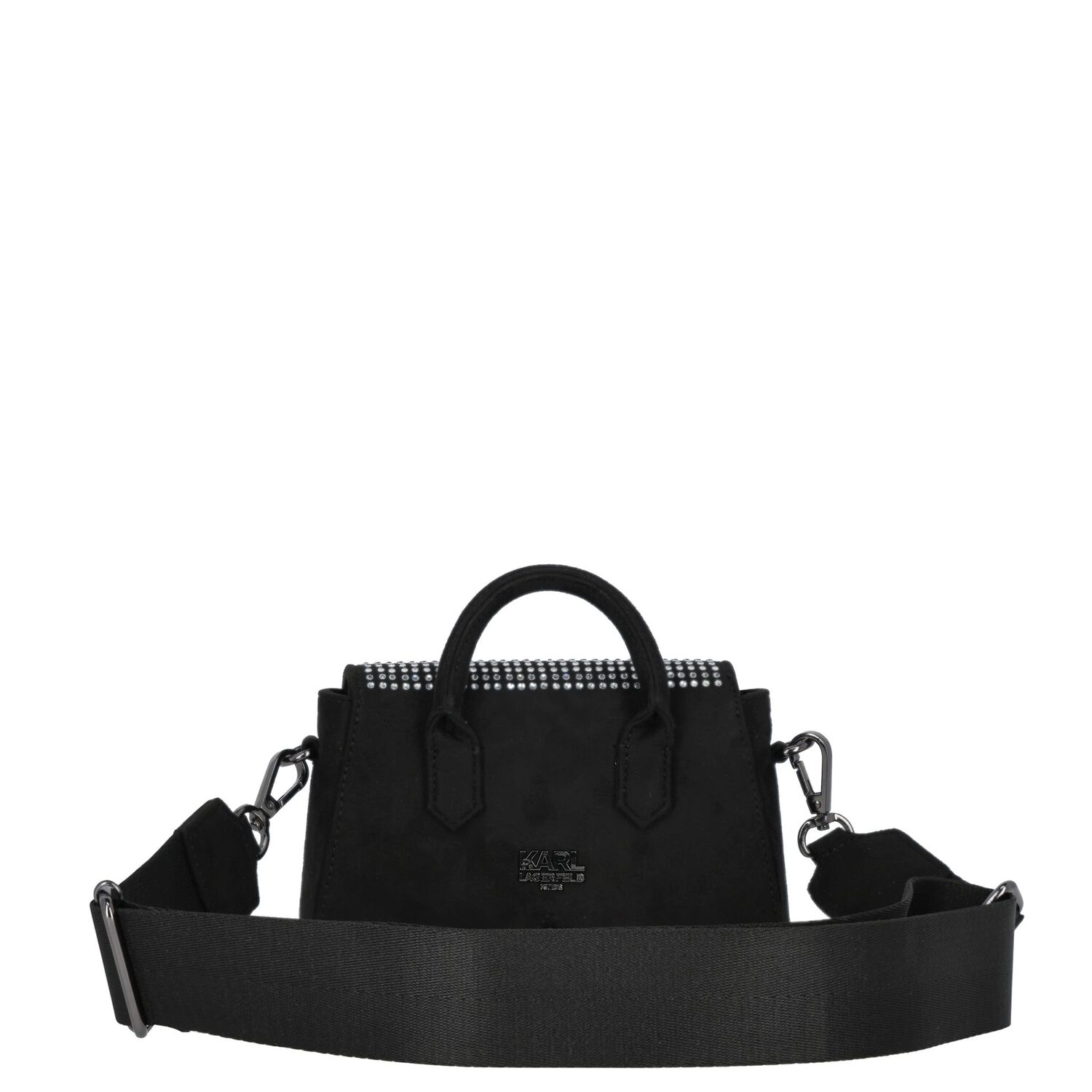 Girls Black Embellished Logo Hand Bag, 1, hi-res
