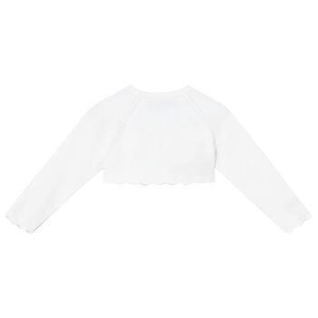 Younger Girls White Knitted Cardigan