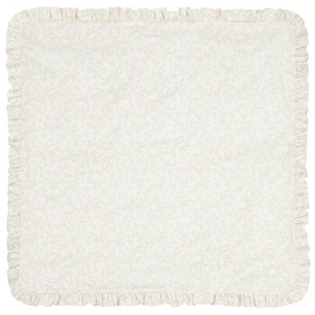 Baby Girls White & Beige Toile De Jouy Blanket