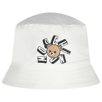 White Teddy Bear Logo Baby Hat
