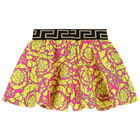 Girls Pink & Yellow Barocco Shorts, 1, hi-res