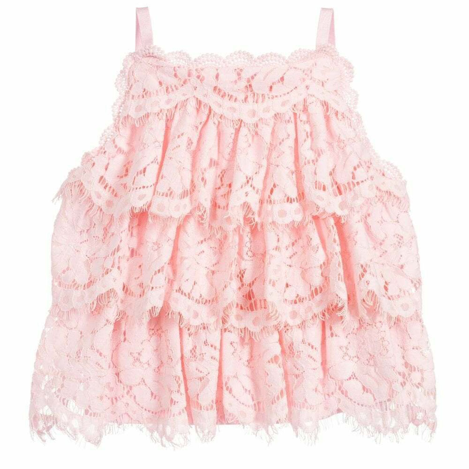 Girls Pink Lace Top, 1, hi-res