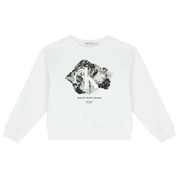 Girls White Logo Sweatshirt