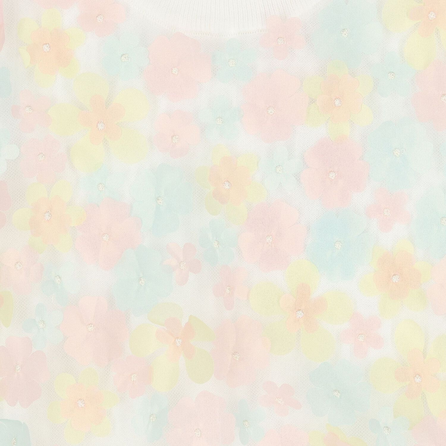 توب بنات مزين بزهور باللون الازرق والوردى , 1, hi-res