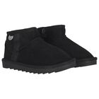 Girls Black Faux Suede Boots, 1, hi-res
