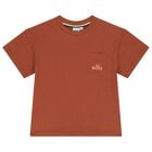 تيشيرت أولاد بالشعار باللون البرتقالي, 1, hi-res