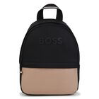 Younger Boys Black & Beige Logo Backpack ( 27CM ), 1, hi-res