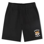 Boys Black Tiger Logo Shorts, 1, hi-res