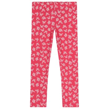 Girls Pink Butterfly Leggings