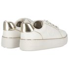 Girls Ivory & Gold Logo Trainers, 1, hi-res