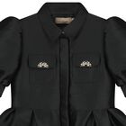 فستان بناتي باللون الاسود من الساتان بأكمام منفوخة, 2, hi-res