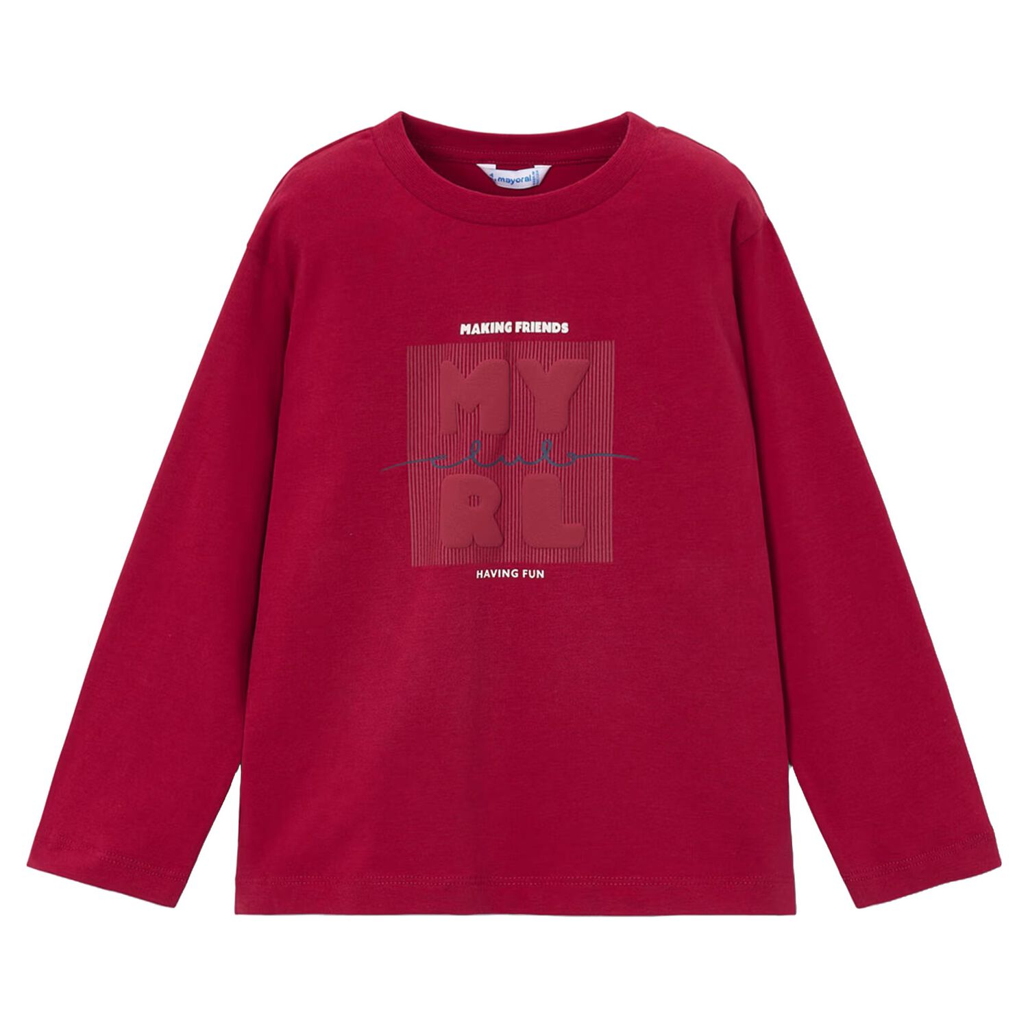 Boys Red Logo Long Sleeve Top, 2, hi-res